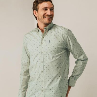 State Of Art Overhemd LS Print Lichtgroen/Kobalt