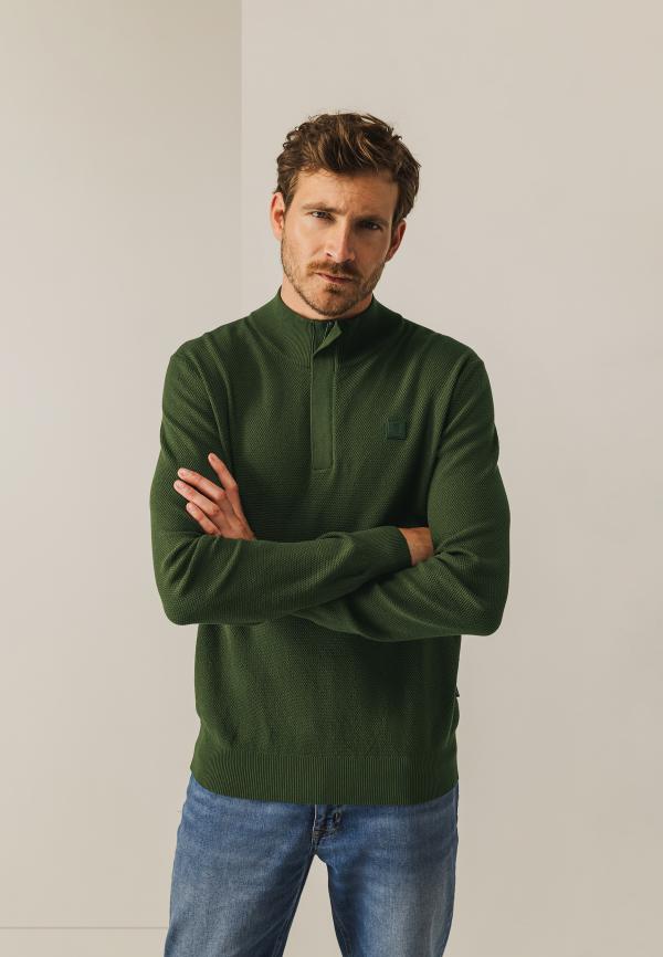 State Of Art Pullover Sportzip Plain Mosgroen Uni