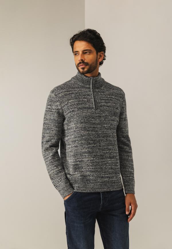 State Of Art Pullover Sportzip Fancy Kobalt/Mosgroen