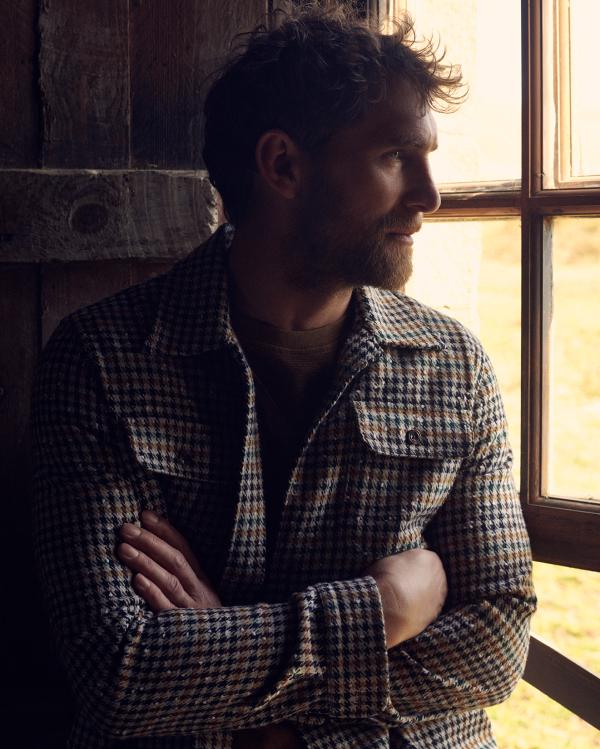 State Of Art Overshirt LS Checked Pied Camel/Jade