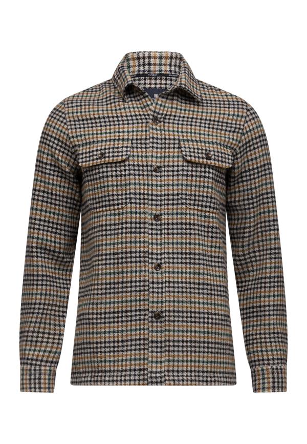 State Of Art Overshirt LS Checked Pied Camel/Jade - Afbeelding 2