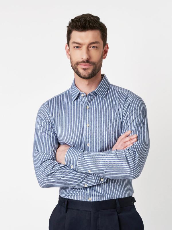 Desoto Casual Kent 1/1 Blue Twill Stripe