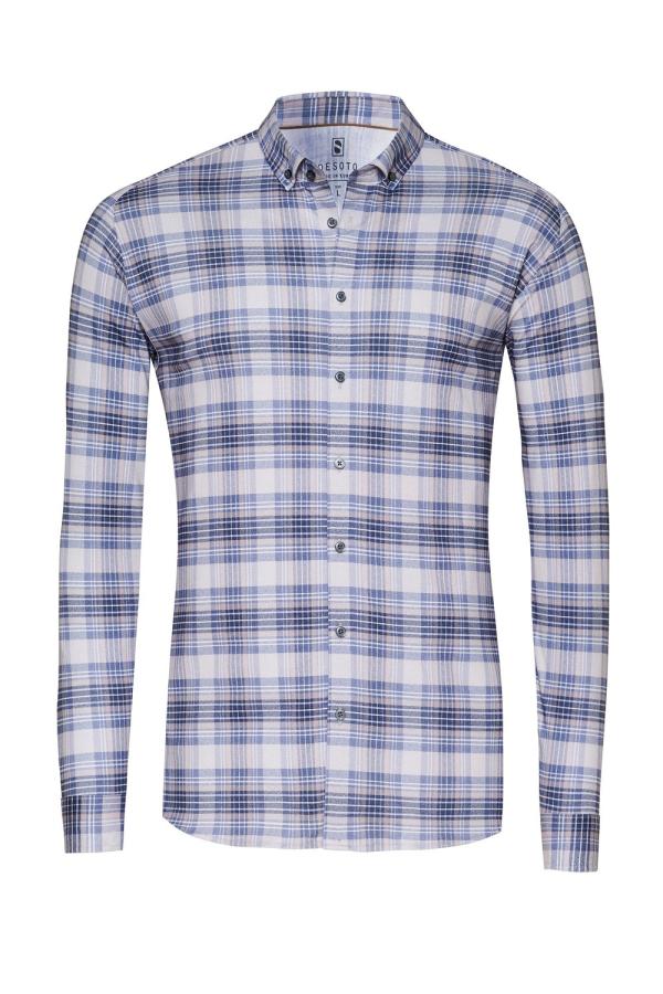 Desoto Casual Modern BD 1/1 Beige Blue Check
