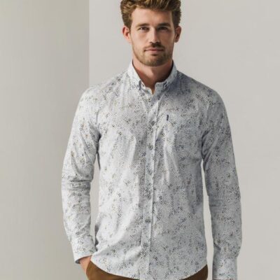 State Of Art Overhemd LS Print Camel/Wit