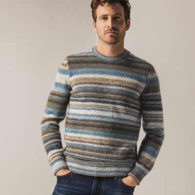 State Of Art Pullover Crewneck striped Grijsblauw/Bruin