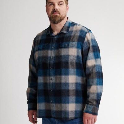 Petrol Shirt Long Sleeve Check Indie Blue