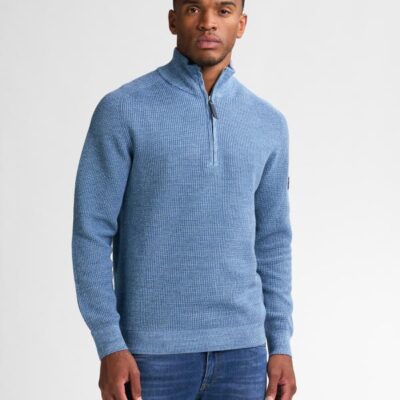 Petrol Knitwear Collar Pale Blue