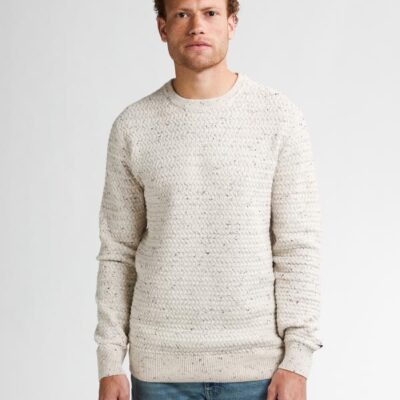 Petrol Knitwear Round Neck Basic Antique White Melange