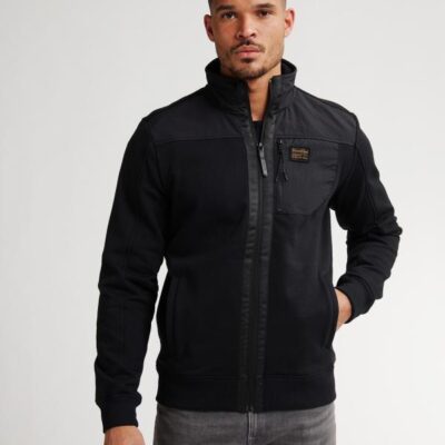 Petrol Sweater Collar Zip Deep Black
