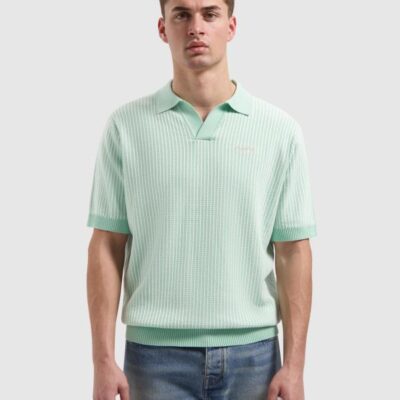 Pure Path Ladder Stitch Knitted Polo Mint