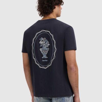 Pure Path Embroidered Vase T-shirt Dark Navy