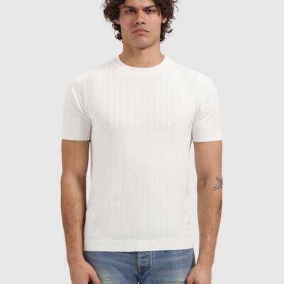 Pure Path Dropneedle Knitted T-Shirt Off White