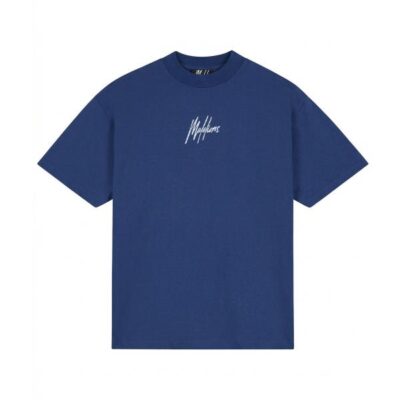 Malelions Men Oversized Striped Signature T-shirt Cobalt