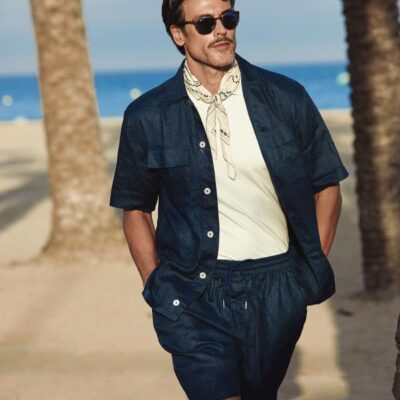 Blue Industry Polo Shirt Linnen Navy