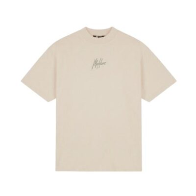 Malelions Men Oversized Striped Signature T-shirt Light Taupe
