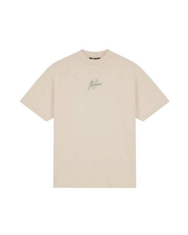 Malelions Men Oversized Striped Signature T-shirt Light Taupe