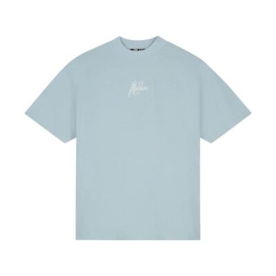 Malelions Men Oversized Striped Signature T-shirt Ice Blue