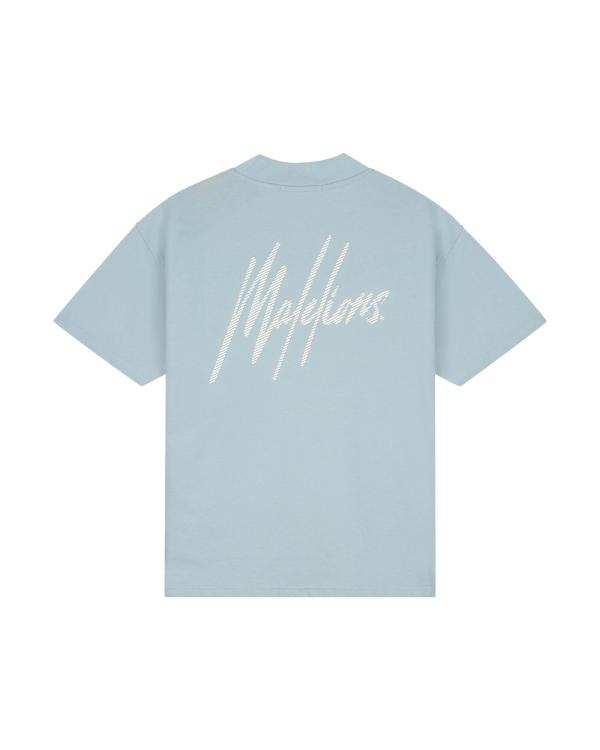 Malelions Men Oversized Striped Signature T-shirt Ice Blue - Afbeelding 2