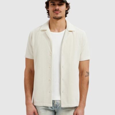 Pure Path Honeycomb Shortsleeved Shirt Ecru