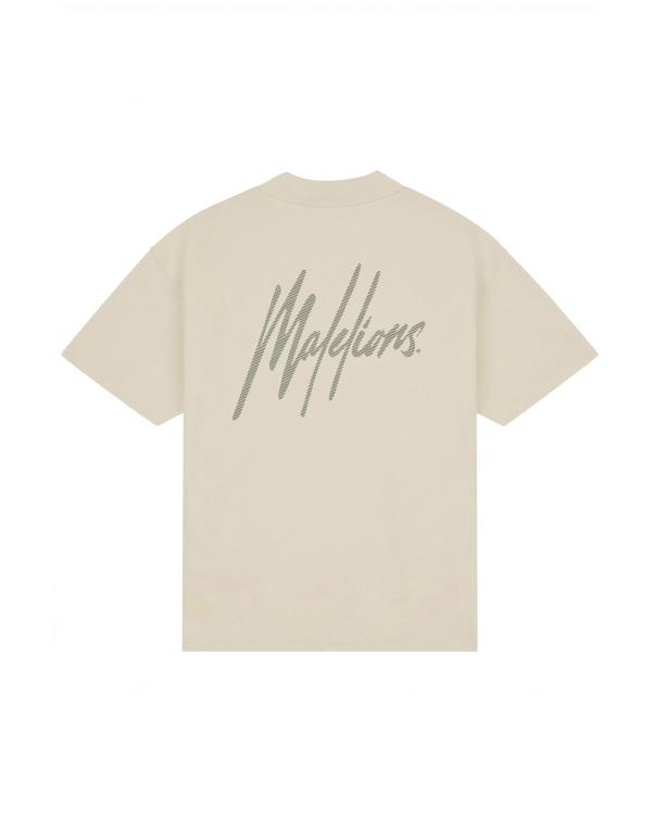 Malelions Men Oversized Striped Signature T-shirt Light Taupe - Afbeelding 2