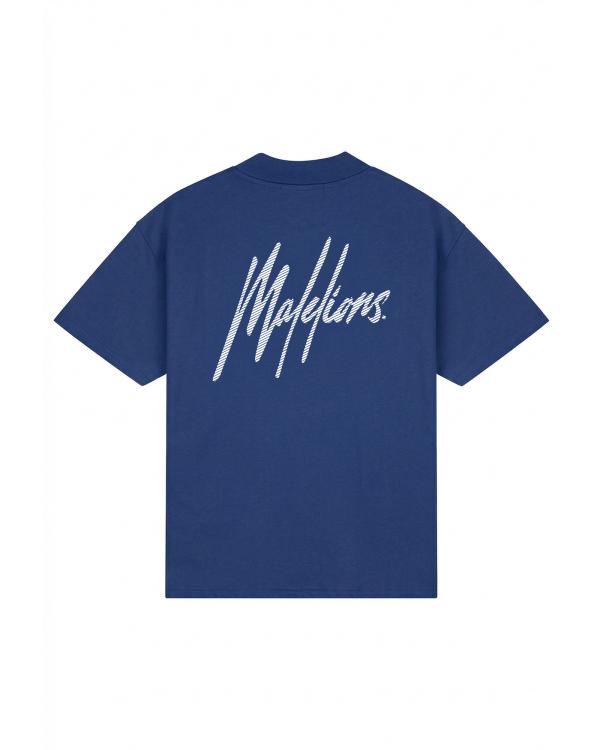 Malelions Men Oversized Striped Signature T-shirt Cobalt - Afbeelding 2