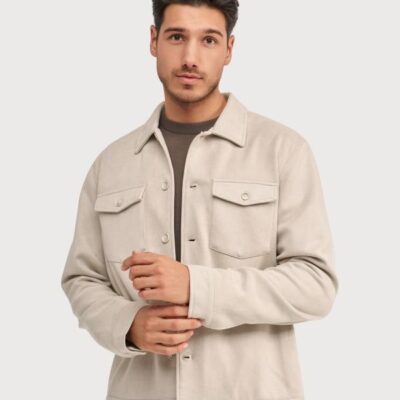 Blue Industries Suede Look Overshirt Stone
