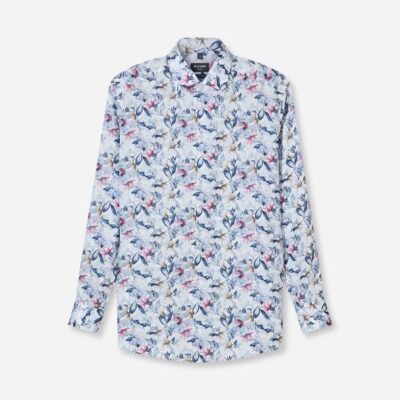 Olymp Modernfit Wit/Marineblauw Print
