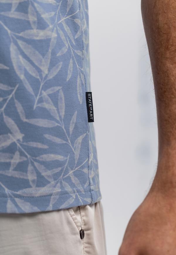 State Of Art Polo Polo Pique SS Printed Middenblauw - Afbeelding 5