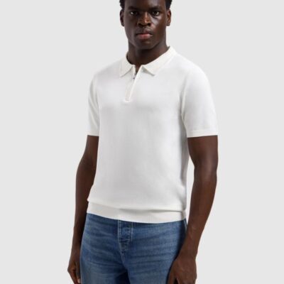 Pure Path Zip Knitted Polo Off White