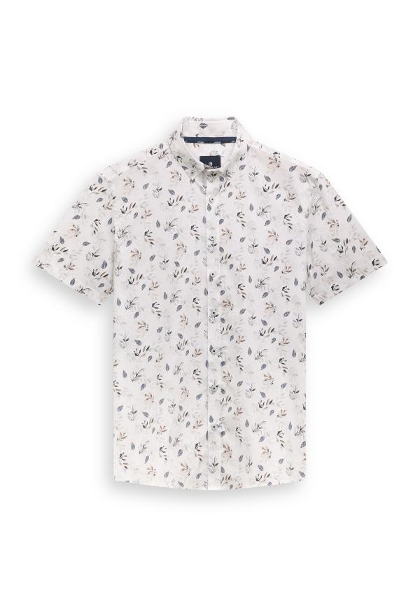 State Of Art Overhemd SS Print Poplin Wit/Marine - Afbeelding 5
