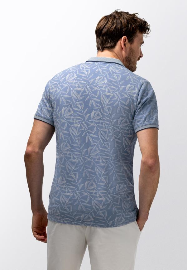 State Of Art Polo Polo Pique SS Printed Middenblauw - Afbeelding 3