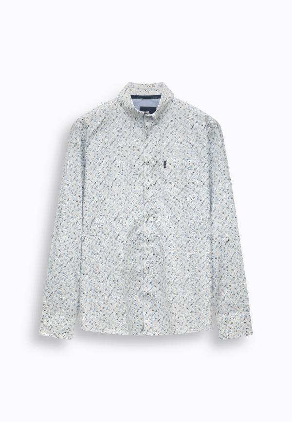 State Of Art Overhemd L-Mouw Print Poplin Lichtblauw/Wit - Afbeelding 5
