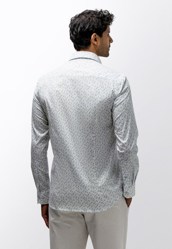 State Of Art Overhemd L-Mouw Print Poplin Lichtblauw/Wit - Afbeelding 2