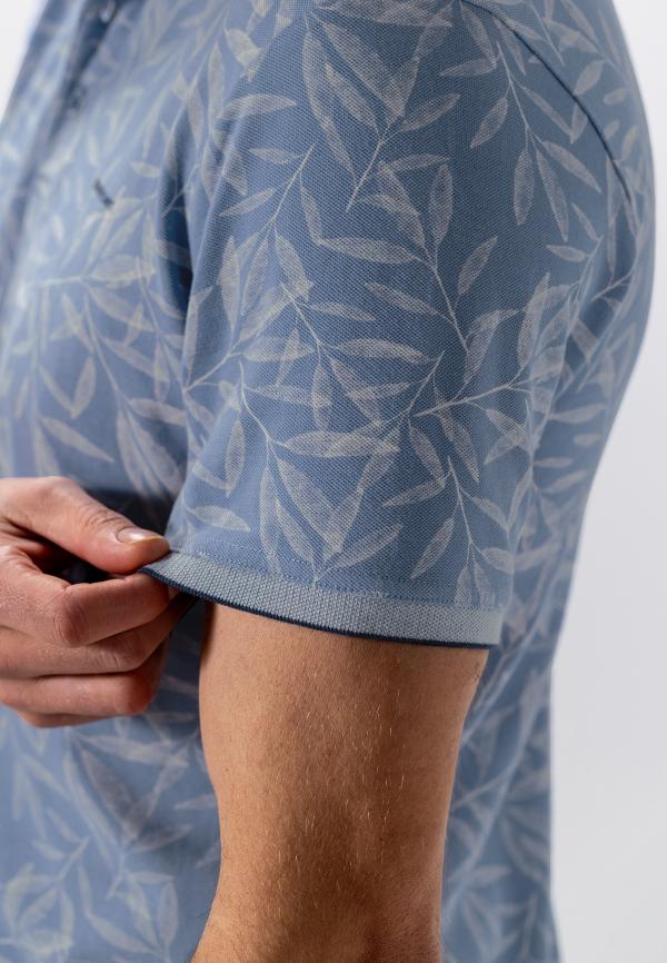 State Of Art Polo Polo Pique SS Printed Middenblauw - Afbeelding 4