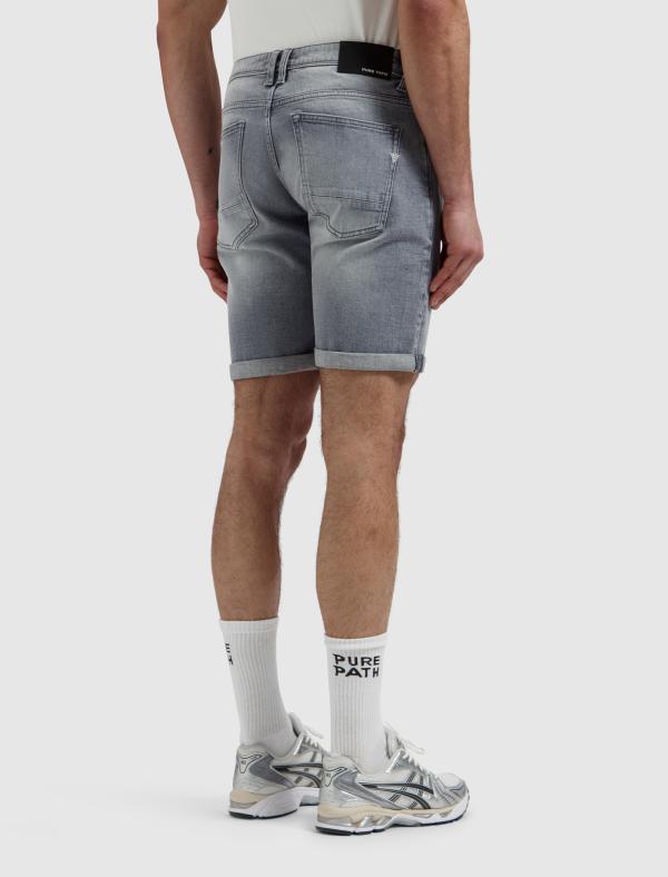Pure Path The Miles Slim Fit Short Denim Light Grey - Afbeelding 4