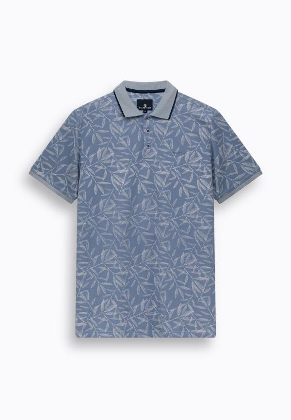 State Of Art Polo Polo Pique SS Printed Middenblauw - Afbeelding 6