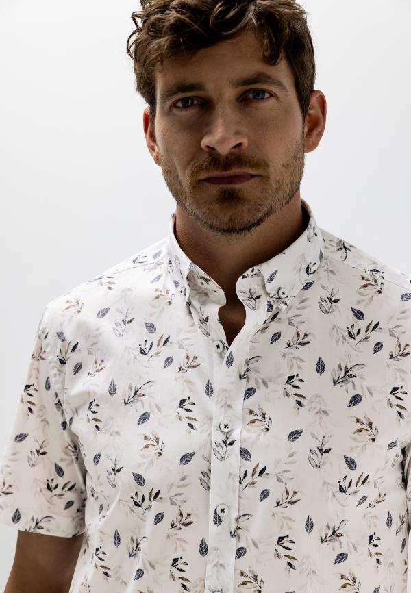 State Of Art Overhemd SS Print Poplin Wit/Marine - Afbeelding 2