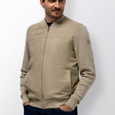 State Of Art Cardigan Plain Bomber Beige