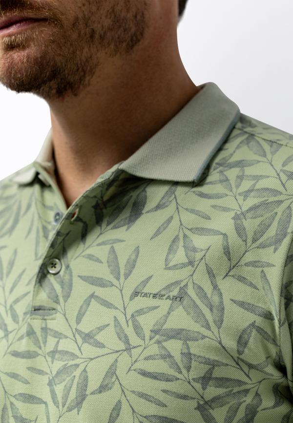 State Of Art Polo Polo Pique SS Printed Lichtgroen/Jade - Afbeelding 3