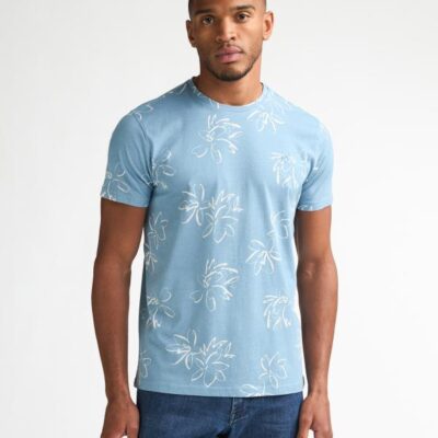 Petrol Industries MenT-Shirt SS AOP Marble Blue