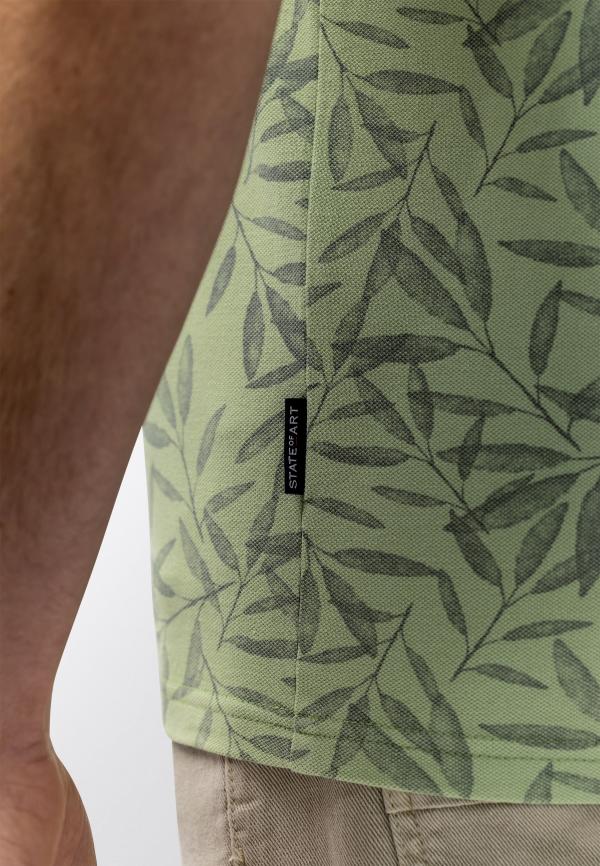State Of Art Polo Polo Pique SS Printed Lichtgroen/Jade - Afbeelding 4