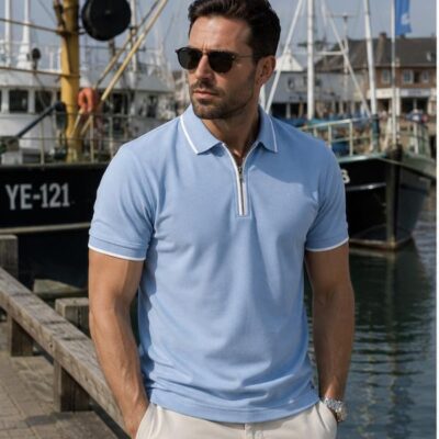 Innocente Polo Zip Uni Light Blue