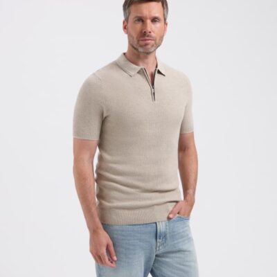 Saint Steve Eugene-S Polo Zip Sand Melange