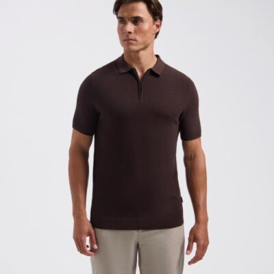 Saint Steve Eugene-S Polo Zip Burned Coffee