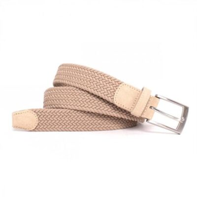 Tresanti Zeth Gevlochten Elastische Riem met Suéde Beige